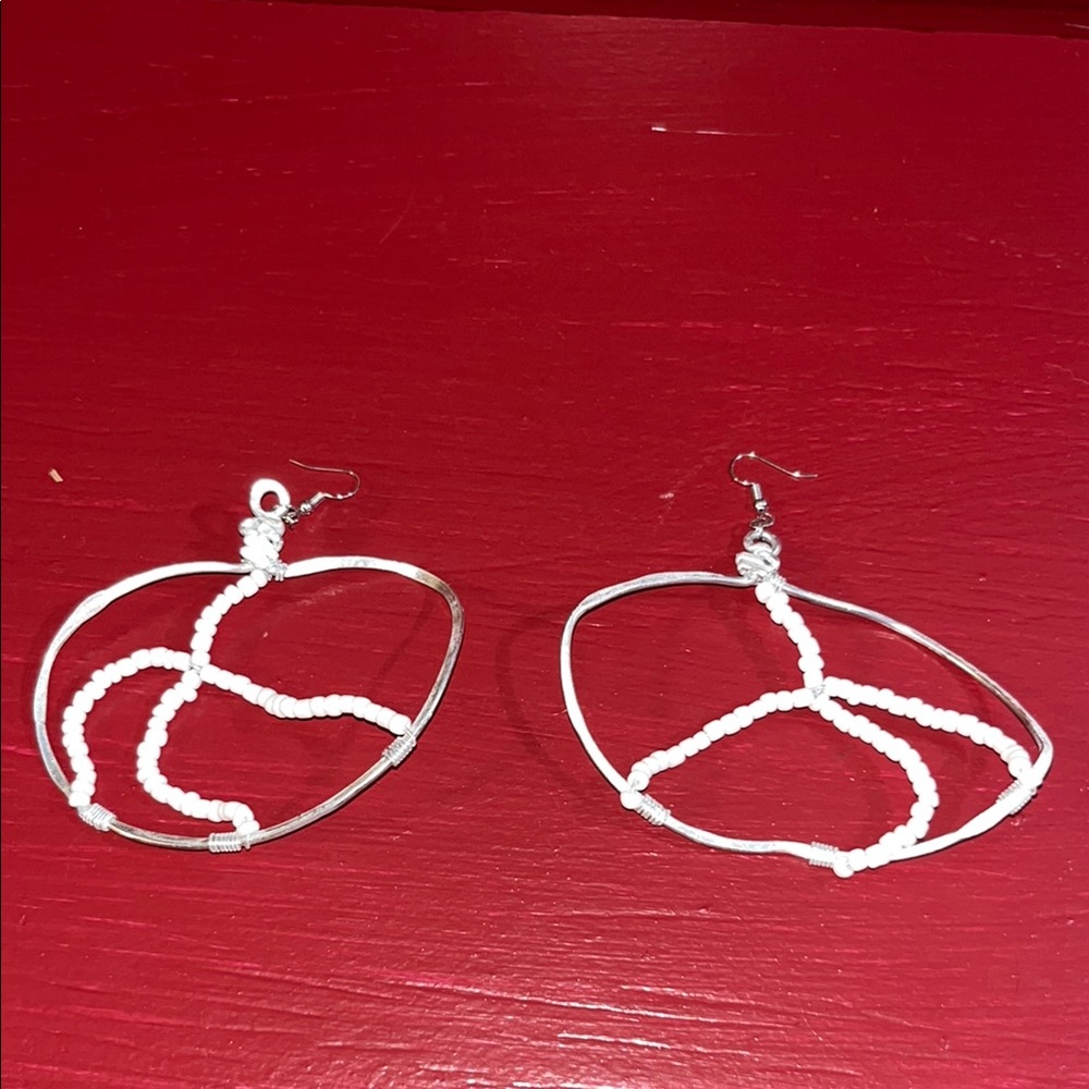 Elegant White Beaded Earrings